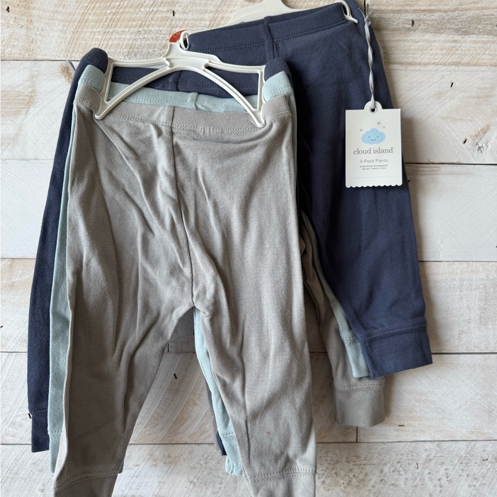 2x Cloud Island Gray and Blue Bottoms Set